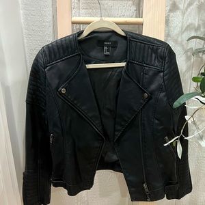Black faux leather jackets women